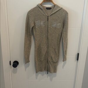 BCBGMaxAzria Light Heather Knit Zip Sweater size small